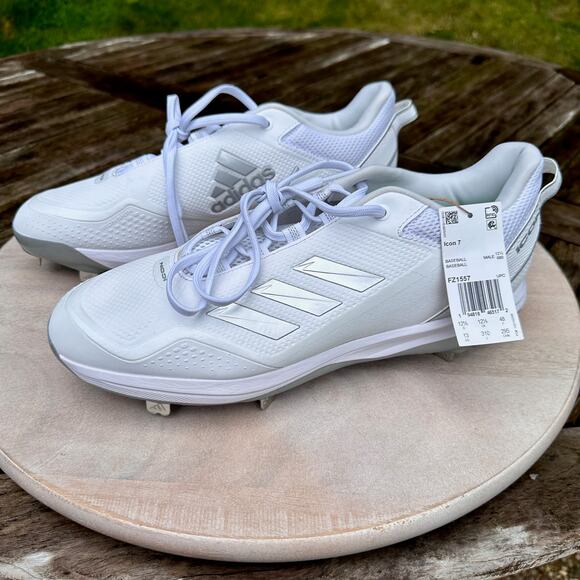 Adidas Icon 7 Boost Metal Baseball Cleats Mens Size 13 White FZ1557 New - Picture 1 of 14